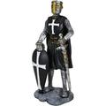 Bungalow Rose Manigat Black Cloaked Crusader Knight Resin in Black/White/Yellow | 8.25 H x 3.25 W x 3 D in | Wayfair