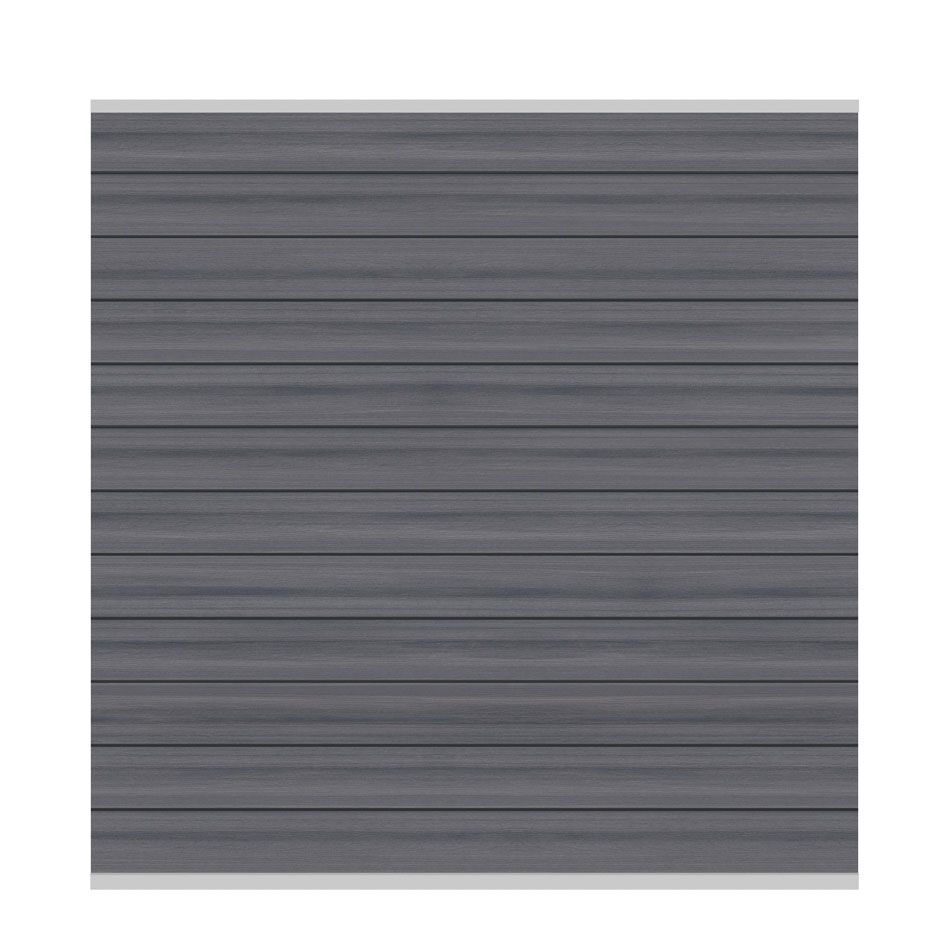 TraumGarten WPC-Sichtschutzzaun Rundum-Sorglos-Paket PLATINUM Grau Sichtschutz Steckzaun Lamellenzaun, Aufdübeln, 10,93 m,Silber Image