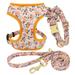 Beirui Cute Girl Dog Collars Harnesses & Leashes Set - Adjustable Dog Collar and Leash Set with Flower - Soft Mesh Dog Vest Harness for Puppies Small Medium Dogs (Orange M)