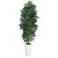 Nearly Natural 5 Bamboo Palm Artificial Plant in White Planter