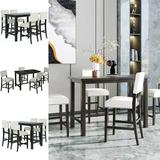 Glonme Table Set Padded Chair Dining Sets Industrial Style Classic Dinette Suits 5-Piece Elegant Solid Wood Rectangular 4 Chairs