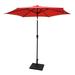 Artlia 8.8 feet Outdoor Aluminum Patio Umbrella Patio Umbrella Market Umbrella with 42 Pound Square Resin Umbrella Base Push Button Tilt and Crank lift Red