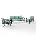 Crosley Furniture Kaplan Oil Rubbed Bronze 3 Piece Outdoor Sofa Set with Mist Cushions