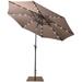 Gymax 10 Ft Patio Table Market Umbrella w/ 24 Solar LED Lights & Heavy-duty Base Tan