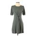 BCBGeneration Casual Dress - Wrap: Green Solid Dresses - Women's Size 2X-Small