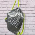 Athleta Accessories | Athleta Girl Metallic Silver Neon Cinch Backpack | Color: Green/Silver | Size: Osg