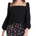 Madewell Tops | Madewell Black Crepe Square - Neck Puff Sleeve Top | Color: Black | Size: M