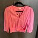 Madewell Tops | Madewell Cecelia Striped Pink Faux Wrap Top Tie Front Vneck S | Color: Pink | Size: S