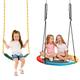 COSTWAY Set of 2 Children Swings, Belt Swing and Nest Swing Seat with Adjustable Hanging Ropes, 2 Hanging Ways & Easy Setup Swing Set for Kids