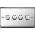 BG Electrical NPC84P Nexus Metal Polished Chrome 4 Gang 2 Way Push On/Off Dimmer Switch 400W