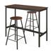 Costway 3 Piece Pub Table and Stools Kitchen Dining Set-Brown