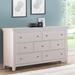 Contemporary Seven Drawers Wooden Dresser with Tapered Legs, White