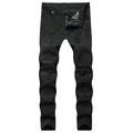 Pants for Men Jeans for Men Men s New Tight-fitting Ripped Straight Hip-hop Stretch Motorcycle Denim Trouser Mens Joggers Mens Pajama Pants