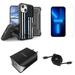 Accessories Bundle for iPhone 13 Mini Case - Heavy Duty Rugged Protector Cover (Thin Blue Line) Belt Holster Clip Screen Protectors UL Listed Wall Charger Retractable USB C to Lightning Cable