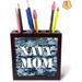 GN109 Navy Mom Blue Camouflage-Tile Pen Holder, 5-Inch Wood in Black/Blue/Brown | 5 H x 5 W x 1.66 D in | Wayfair 296385FZ12WR04LM6J