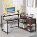 17 Stories Reversible L -Shaped Computer Desk w/ Monitor Stand Wood/Metal in Black/Brown | 29.5 H x 55 W x 43 D in | Wayfair