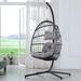 Dakota Fields Astraeus Swing Chair with Stand Wicker/Rattan in Gray | 78 H x 38 W x 38 D in | Wayfair A552D5E55B084422B85F83FF44FDAFBE