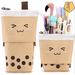 GN109 Cute Pen Pencil Telescopic Holder Pop Up Stationery Case, Stand-Up Retractable Transformer Bag Standing Organizer in Brown/White | Wayfair
