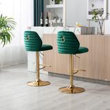 Everly Quinn Marilijn Swivel Adjustable Height Bar Stool Velvet/Metal in Green | 17.72 W x 18.5 D in | Wayfair 90573E7011A14E9C90634DC2B9E6CA6E