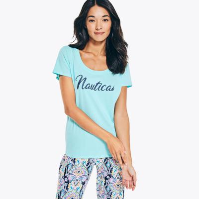 Nautica Women's Plaid Pajama Pant Set Aquasplash, S