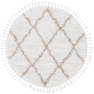 Hochflor-Teppich CARPETFINE "Eddy", beige, H:30mm Ø:250cm, Polyester, Teppiche, Fransenteppich, Shaggy Langflor mit Fransen, starke Größenauswahl, Wohnzimmer Image