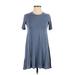 BCBGeneration Casual Dress - A-Line Crew Neck Short sleeves: Gray Print Dresses - Women's Size 2X-Small