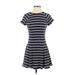 BDG Casual Dress - A-Line Crew Neck Short sleeves: Blue Stripes Dresses - Women's Size X-Small