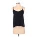 Hollister Sleeveless Blouse: V Neck Spaghetti Straps Black Print Tops - Women's Size X-Small