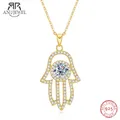 Anujewelry – collier porte-bonheur en diamant Moissanite de couleur D pendentif main de fatma