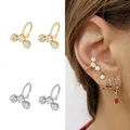 Boucles d'oreilles à clip remplies d'or et d'argent pour femmes mancommuniste d'oreille fleur CZ