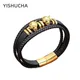 YISHUCHA-Bracelets en cuir multicouches pour hommes Punk Métal Viking Tête de loup Rock Hip