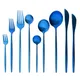 JANKNG – service de couverts en acier inoxydable bleu mat couleur or service de table couteau
