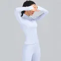 Veste de sport à manches longues pour femme haut d'entraînement de gym manteau coupe-vent de yoga
