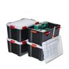 Iris Ohyama - Luftdichte Kunststoff-Aufbewahrungsboxen mit Deckel, 50L, 4er-Set, Schwarz,