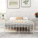 Queen Size Metal Bed Frame with Headboard and Footboard, White