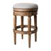 Maven Lane Pullman Backless Bar Stool in Weathered Oak Finish w/ Sand Color Fabric Upholstery - Bar - 31 Inch Seat Height