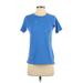 J.Crew Short Sleeve T-Shirt: Crew Neck Covered Shoulder Blue Solid Tops - Women's Size X-Small