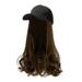 iOPQO Baseball Caps Baseball Cap With Hair Extensions Synthetic Hair Wig Baseball Hat With Hair Attached Long Pear Roll Curly Adjustable Wave Curly Hairpiece With Baseball Hat Cap Wig For Women hat C