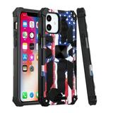 For Apple iPhone 14 Pro (6.1 ) Heavy Duty Hybrid Fold Slide Kickstand [Military Grade] Rugged Magnetic Car Mount Stand Cover Xpm Phone Case [ American Flag USA ]