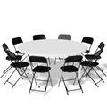 Latitude Run® 10-Person Round Indoor Outdoor Foldable Table & Chair Set Plastic/Metal in Black | 60 W x 60 D in | Wayfair
