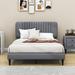 Latitude Run® Upholstered Platform Bed w/ Headboard & Wood Slat Support Wood in Gray/Brown | 43 H x 59 W x 79 D in | Wayfair