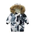 Kids Hooded Jacket Boys Girls Faux Fur Thicken Warm Black Parka Kids Coat Winter Hooded Long Cotton Down Jackets Outerwears Children Clothing School Jackets Outwear Coat