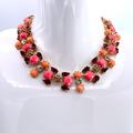 J. Crew Jewelry | J.Crew Gold Tone Multi-Coloured Crystal & Beads Statement Necklace | Color: Gold/Pink | Size: Os