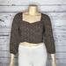 American Eagle Outfitters Tops | American Eagle Size Xl Tan & Black Animal Print Smock Elastic Crop Top | Color: Black/Tan | Size: Xl