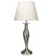 Satin Chrome Vintage Open Metalwork Table Lamp with Cream Faux Silk Tapered Drum Shade | 53cm Height | 1 x ES E27 Lamp Bulb Required | UK Approved | in-Line On Off Switch