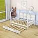 Gracie Oaks Wooden House Bed w/ Twin Size Trundle & Shelves Wood in Gray/White | 74 H x 57 W x 77 D in | Wayfair 748DB3679272425994F34839229CEF55