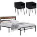17 Stories Bedroom Set Bed Frame & Nightstand 3 Piece Wood/Metal in Black | 40 H x 55 W x 74.8 D in | Wayfair 2E1A8CE6495F45C3B76CD7D4A0997DE2