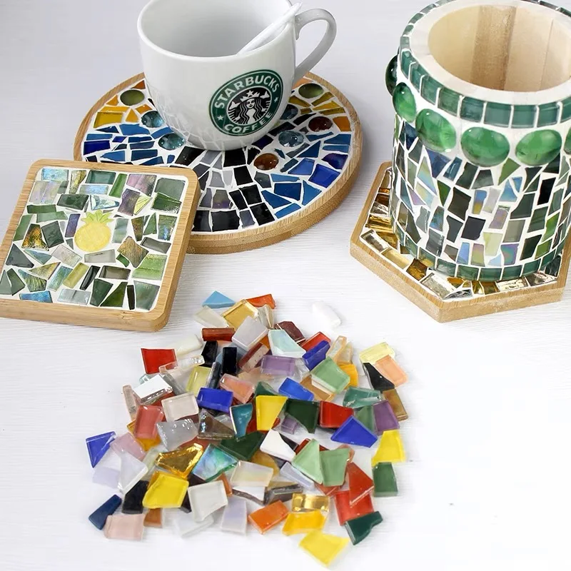Mosaïque en verre coloré, artisanat pour enfants, matériel de mosaïque, multi-documents, bricolage, différentes couleurs, 1cm, 50 pièces