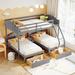 Nestfair Full Over Twin & Twin Bunk Bed with Drawers and Guardrails