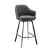 HomeRoots 26" Grey Faux Leather and Black Metal Swivel Counter Stool - 21 x 36 x 23